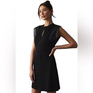 Anthropologie Grey State Size S Rue Mini Dress in Black Faux Leather Trim